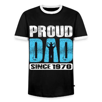 Fier papa depuis 1970 - T-shirt contrasté Homme - noir/blanc - Devant - AI Model Female 172 light (172cm) & AI Model Male 178 light (178cm)