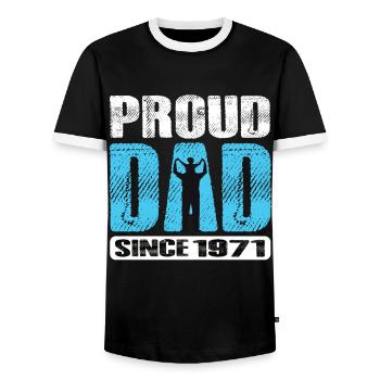 Proud Dad Since 1971 - Männer Kontrast-T-Shirt - Schwarz/Weiß - Vorne - AI Model Female 172 light (172cm) & AI Model Male 178 light (178cm)