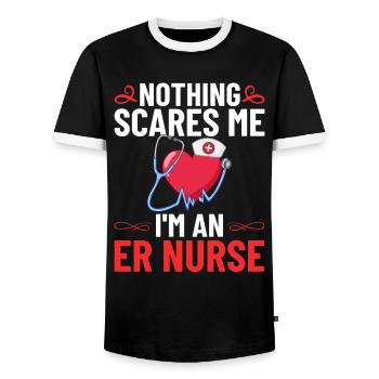 Premiers soins d'infirmière d'urgence de salle d'urgence - T-shirt contrasté Homme - noir/blanc - Devant - AI Model Female 172 light (172cm) & AI Model Male 178 light (178cm)