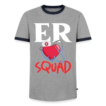 Emergency Room Emergency Nurse First Aid - Men's Ringer Shirt - grey/navy  - Front - AI Model Female 172 light (172cm) & AI Model Male 178 light (178cm)