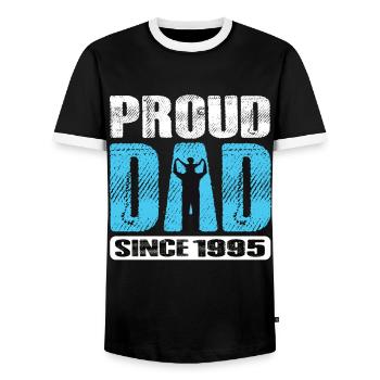 Fier papa depuis 1995 - T-shirt contrasté Homme - noir/blanc - Devant - AI Model Female 172 light (172cm) & AI Model Male 178 light (178cm)