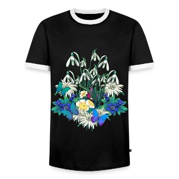 Spring Garden Nature Nature lover Gardener Ecology - Men's Ringer Shirt - black/white - Front - AI Model Female 172 light (172cm) & AI Model Male 178 light (178cm)