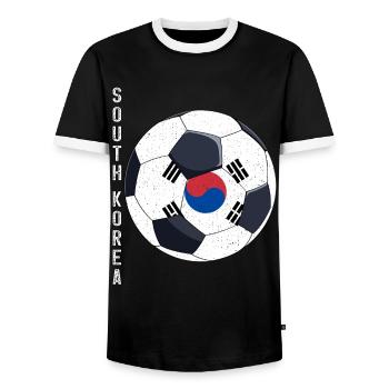 Corée du Sud Soccer Ball Drapeau sud-coréen - T-shirt contrasté Homme - noir/blanc - Devant - AI Model Female 172 light (172cm) & AI Model Male 178 light (178cm)
