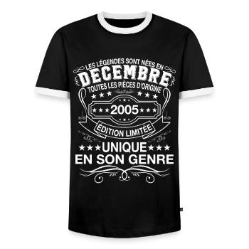 Les légendes sont nées en Décembre 2005 Cadeau - T-shirt contrasté Homme - noir/blanc - Devant - AI Model Female 172 light (172cm) & AI Model Male 178 light (178cm)