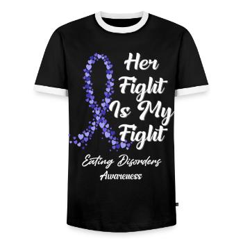 Her Fight Is My Fight In This Family We Fight - Männer Kontrast-T-Shirt - Schwarz/Weiß - Vorne - AI Model Female 172 light (172cm) & AI Model Male 178 light (178cm)