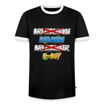 Breakdancing Breakdancer Break Dance Hip Hop - Men's Ringer Shirt - black/white - Front - AI Model Female 172 light (172cm) & AI Model Male 178 light (178cm)