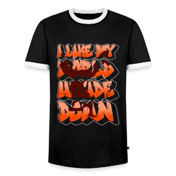Mag meine Welt auf den Kopf gestellt Breakdance - Männer Kontrast-T-Shirt - Schwarz/Weiß - Vorne - AI Model Female 172 light (172cm) & AI Model Male 178 light (178cm)