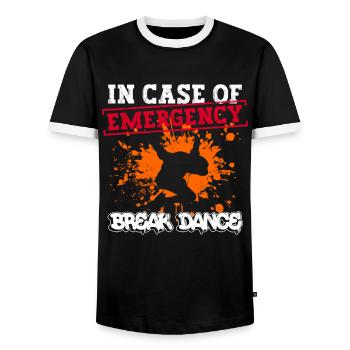 In Case Of Emergency Breakdance - Breakdance Hip - Men's Ringer Shirt - black/white - Front - AI Model Female 172 light (172cm) & AI Model Male 178 light (178cm)