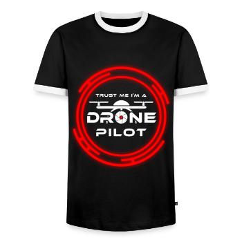 Trust me i ́m a drone pilot - Men's Ringer Shirt - black/white - Front - AI Model Female 172 light (172cm) & AI Model Male 178 light (178cm)