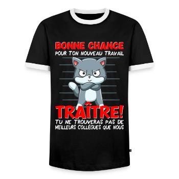 Départ collègue travail nouvel emploi bonne chance - T-shirt contrasté Homme - noir/blanc - Devant - AI Model Female 172 light (172cm) & AI Model Male 178 light (178cm)