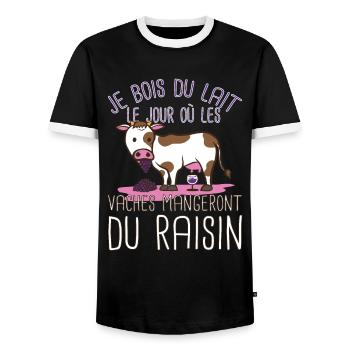 Wein Fan Trinker Weinliebhaber Weintraube Kuh - Männer Kontrast-T-Shirt - Schwarz/Weiß - Vorne - AI Model Female 172 light (172cm) & AI Model Male 178 light (178cm)