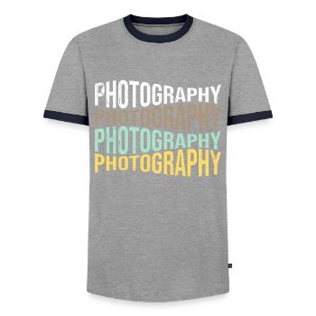 Photographie - T-shirt contrasté Homme - gris/marine  - Devant - AI Model Female 172 light (172cm) & AI Model Male 178 light (178cm)