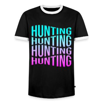 Hunt - Men's Ringer Shirt - black/white - Front - AI Model Female 172 light (172cm) & AI Model Male 178 light (178cm)