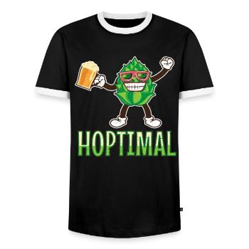 Buveur de bière Fan Man Mme Hoptimal Houblon Verre à bière - T-shirt contrasté Homme - noir/blanc - Devant - AI Model Female 172 light (172cm) & AI Model Male 178 light (178cm)