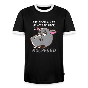 Nilpferd Ist Doch Alles Scheisse Nölpferd Pessimis - Männer Kontrast-T-Shirt - Schwarz/Weiß - Vorne - AI Model Female 172 light (172cm) & AI Model Male 178 light (178cm)
