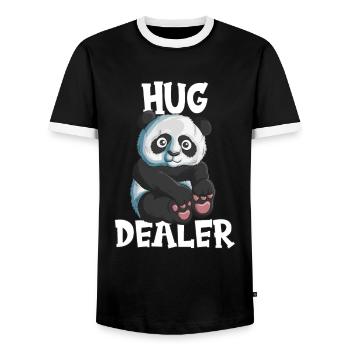 Panda Bear Hugs You Hug Dealer Hug Panda - Men's Ringer Shirt - black/white - Front - AI Model Female 172 light (172cm) & AI Model Male 178 light (178cm)