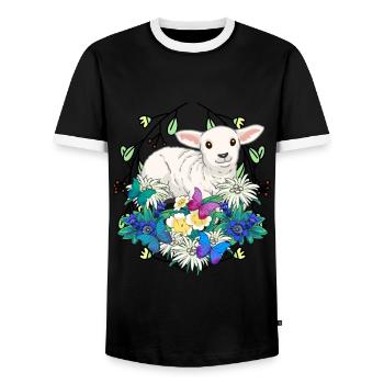 Frühlingsanfang Lamm Schafe frohe Ostern Natur - Männer Kontrast-T-Shirt - Schwarz/Weiß - Vorne - AI Model Female 172 light (172cm) & AI Model Male 178 light (178cm)