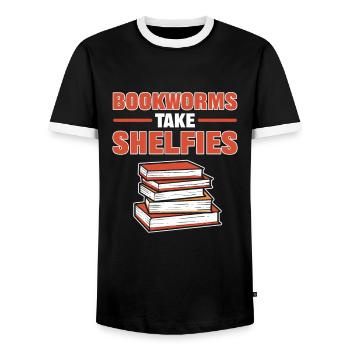 Les rats de bibliothèque prennent des étagères Livre amoureux du livre Livre du bibliothécaire - T-shirt contrasté Homme - noir/blanc - Devant - AI Model Female 172 light (172cm) & AI Model Male 178 light (178cm)