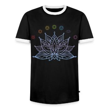 Chakras de fleur de lotus alignés pour les amateurs de yoga - T-shirt contrasté Homme - noir/blanc - Devant - AI Model Female 172 light (172cm) & AI Model Male 178 light (178cm)
