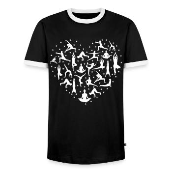 Position de yoga Forme de cœur pour professeur de yoga - T-shirt contrasté Homme - noir/blanc - Devant - AI Model Female 172 light (172cm) & AI Model Male 178 light (178cm)