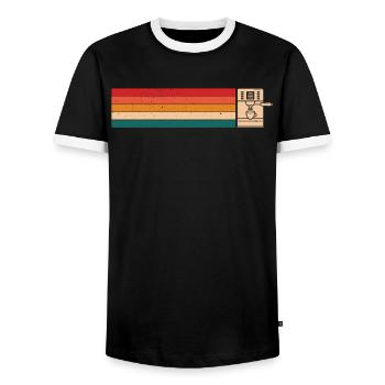 Retro Style Barista Coffee Maker For Coffee Lover - Men's Ringer Shirt - black/white - Front - AI Model Female 172 light (172cm) & AI Model Male 178 light (178cm)