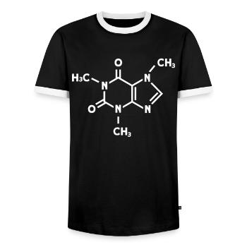 Caffeine Molecule For Barista And Coffee Lover - Men's Ringer Shirt - black/white - Front - AI Model Female 172 light (172cm) & AI Model Male 178 light (178cm)