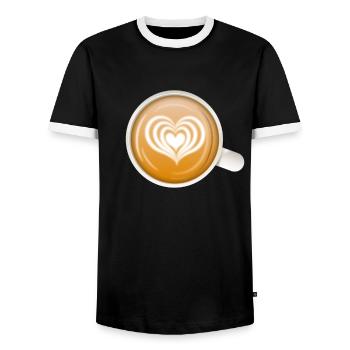 Coffee Art Heart Latte pour amateur de café et bariste - T-shirt contrasté Homme - noir/blanc - Devant - AI Model Female 172 light (172cm) & AI Model Male 178 light (178cm)
