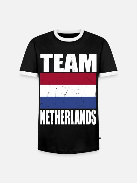 Team Niederlande Fußball - Männer Kontrast-T-Shirt - Schwarz/Weiß