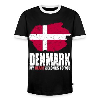 Denmark Flag - Men's Ringer Shirt - black/white - Front - AI Model Female 172 light (172cm) & AI Model Male 178 light (178cm)