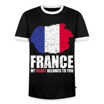 Frankreich Fahne - Männer Kontrast-T-Shirt - Schwarz/Weiß - Vorne - AI Model Female 172 light (172cm) & AI Model Male 178 light (178cm)
