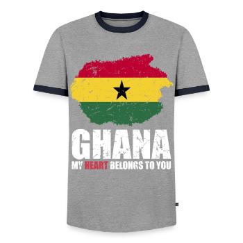 Drapeau du Ghana - T-shirt contrasté Homme - gris/marine  - Devant - AI Model Female 172 light (172cm) & AI Model Male 178 light (178cm)