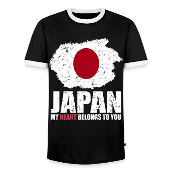 Japan Flag - Men's Ringer Shirt - black/white - Front - AI Model Female 172 light (172cm) & AI Model Male 178 light (178cm)