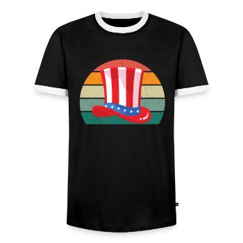 États-Unis Américains États-Unis - T-shirt contrasté Homme - noir/blanc - Devant - AI Model Female 172 light (172cm) & AI Model Male 178 light (178cm)