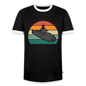 U-Bootfahrer U-Bootfahrerin Unterseeboot U-Boot - Männer Kontrast-T-Shirt - Schwarz/Weiß - Vorne - AI Model Female 172 light (172cm) & AI Model Male 178 light (178cm)