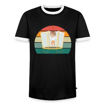 Trampoline jumper Trampoline jumper Trampoline - Men's Ringer Shirt - black/white - Front - AI Model Female 172 light (172cm) & AI Model Male 178 light (178cm)