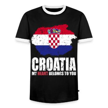 Croatia Flag - Men's Ringer Shirt - black/white - Front - AI Model Female 172 light (172cm) & AI Model Male 178 light (178cm)