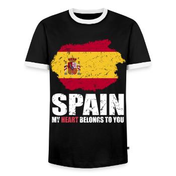 Spanien Fahne - Männer Kontrast-T-Shirt - Schwarz/Weiß - Vorne - AI Model Female 172 light (172cm) & AI Model Male 178 light (178cm)