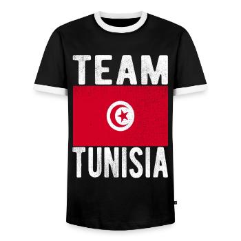 Drapeau de la Tunisie - T-shirt contrasté Homme - noir/blanc - Devant - AI Model Female 172 light (172cm) & AI Model Male 178 light (178cm)
