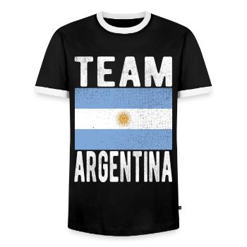 ARGENTINA flag - Men's Ringer Shirt - black/white - Front - AI Model Female 172 light (172cm) & AI Model Male 178 light (178cm)