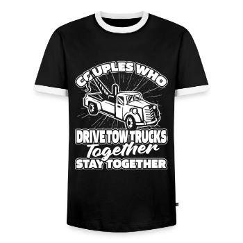 Paire de dépanneuse de service de remorquage - T-shirt contrasté Homme - noir/blanc - Devant - AI Model Female 172 light (172cm) & AI Model Male 178 light (178cm)
