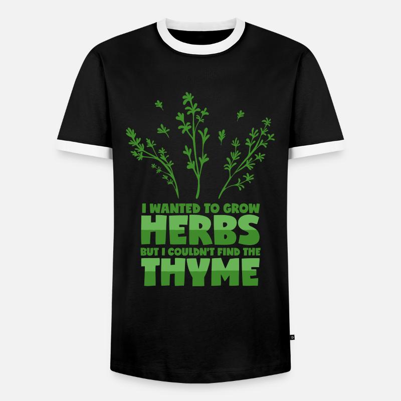 Herbal saying - thyme puns - Men's Ringer Shirt - black/white