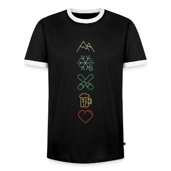 Ski Amour Hiver Montagnes Alpes Piste Ski - T-shirt contrasté Homme - noir/blanc - Devant - AI Model Female 172 light (172cm) & AI Model Male 178 light (178cm)