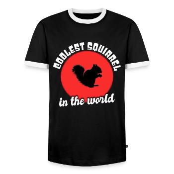 Cool squirrel saying - Men's Ringer Shirt - black/white - Front - AI Model Female 172 light (172cm) & AI Model Male 178 light (178cm)