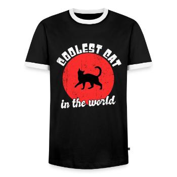 Coole Katze Spruch - Männer Kontrast-T-Shirt - Schwarz/Weiß - Vorne - AI Model Female 172 light (172cm) & AI Model Male 178 light (178cm)
