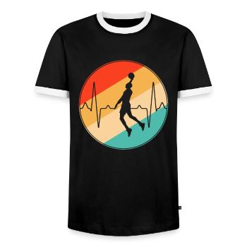 baseball retro herzschlag - Männer Kontrast-T-Shirt - Schwarz/Weiß - Vorne - AI Model Female 172 light (172cm) & AI Model Male 178 light (178cm)