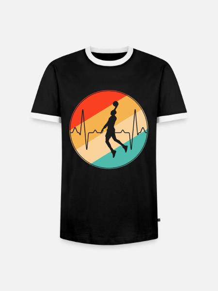 Baseball retro heartbeat - Men's Ringer Shirt - black/white
