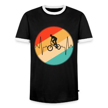 bmx retro herzschlag - Männer Kontrast-T-Shirt - Schwarz/Weiß - Vorne - AI Model Female 172 light (172cm) & AI Model Male 178 light (178cm)