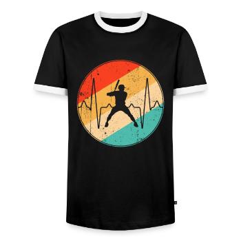 Battement de cœur rétro baseball - T-shirt contrasté Homme - noir/blanc - Devant - AI Model Female 172 light (172cm) & AI Model Male 178 light (178cm)