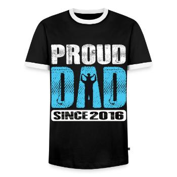 Proud Dad Since 2016 - Männer Kontrast-T-Shirt - Schwarz/Weiß - Vorne - AI Model Female 172 light (172cm) & AI Model Male 178 light (178cm)
