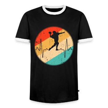 Rugby Retro Heartbeat - Men's Ringer Shirt - black/white - Front - AI Model Female 172 light (172cm) & AI Model Male 178 light (178cm)